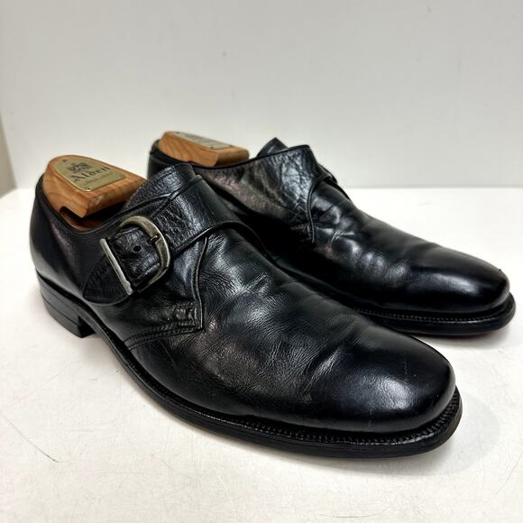 VERY GOOD VTG Alden Single Monk Strap Black Calfskin 9.5 Narrow A/C